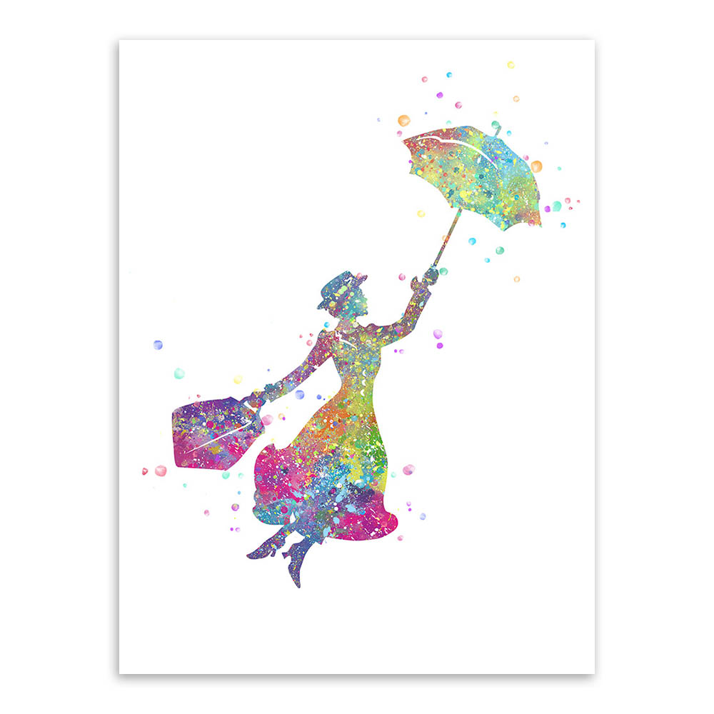 1000x1000 Modern Watercolor Mary Poppins A4 Art Print Poster Pop Fantasy - Mary Poppins Watercolor