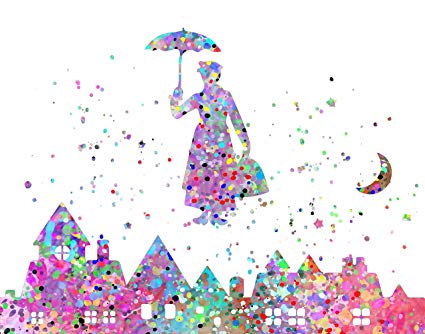 425x334 Watercolor Splatter Pop Art Print ~ Inspired - Mary Poppins Watercolor