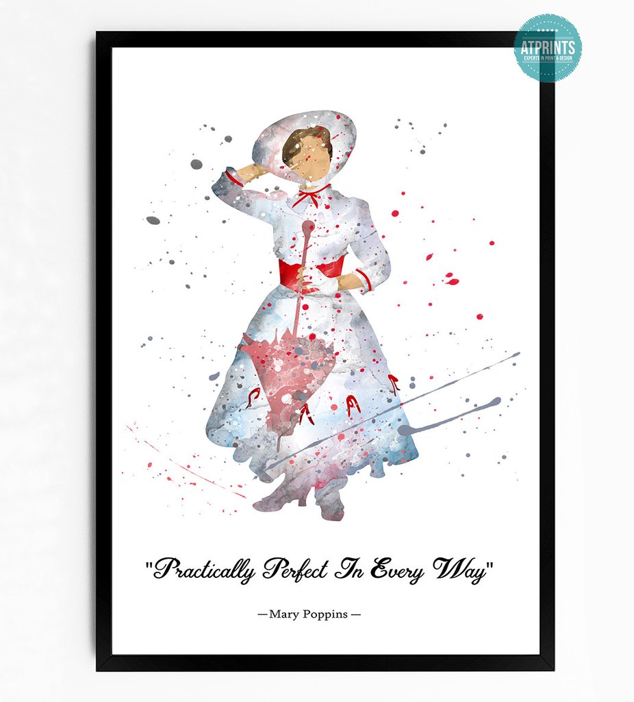 926x1024 Mary Poppins Watercolour Art Print Atprints - Mary Poppins Watercolor