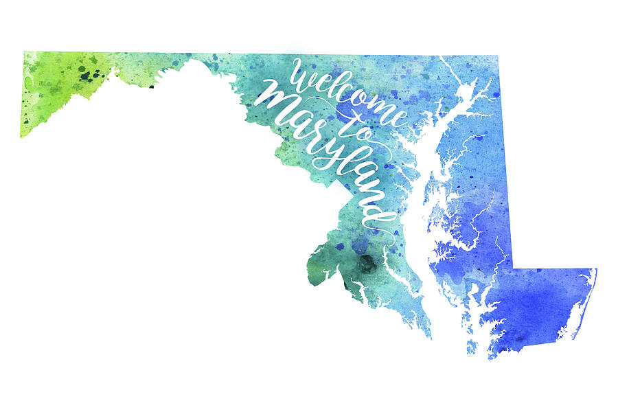 900x600 Maryland Watercolor Map - Maryland Watercolor