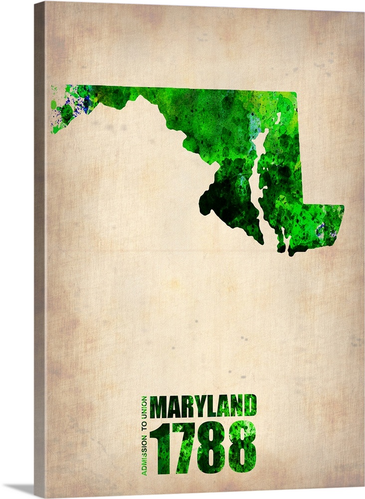 732x1000 Maryland Watercolor Map Wall Art, Canvas Prints, Framed Prints - Maryland Watercolor