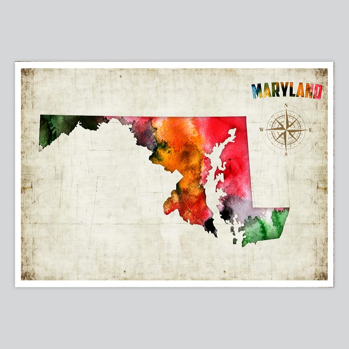700x700 Maryland Watercolor Print - Maryland Watercolor