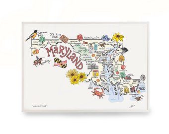 340x270 Maryland Art Map Etsy - Maryland Watercolor
