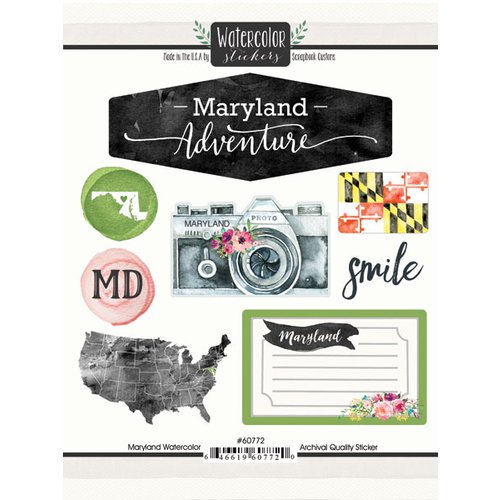500x500 Scrapbook Customs Maryland Watercolor Stickers - Maryland Watercolor