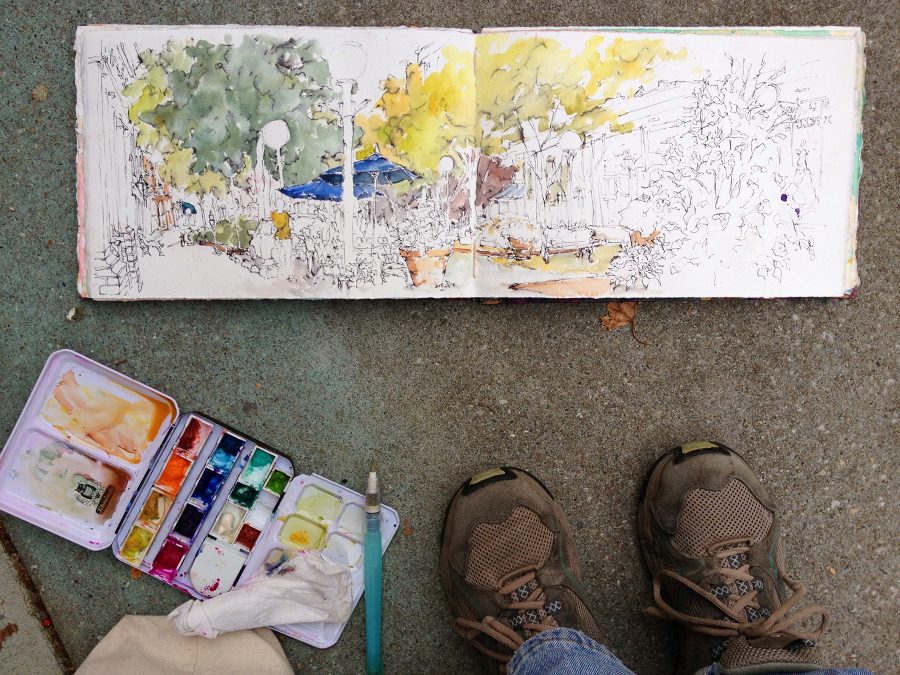 900x675 Sketchbook Ink Watercolor En Plein Air Drawing Salisbury Maryland - Maryland Watercolor