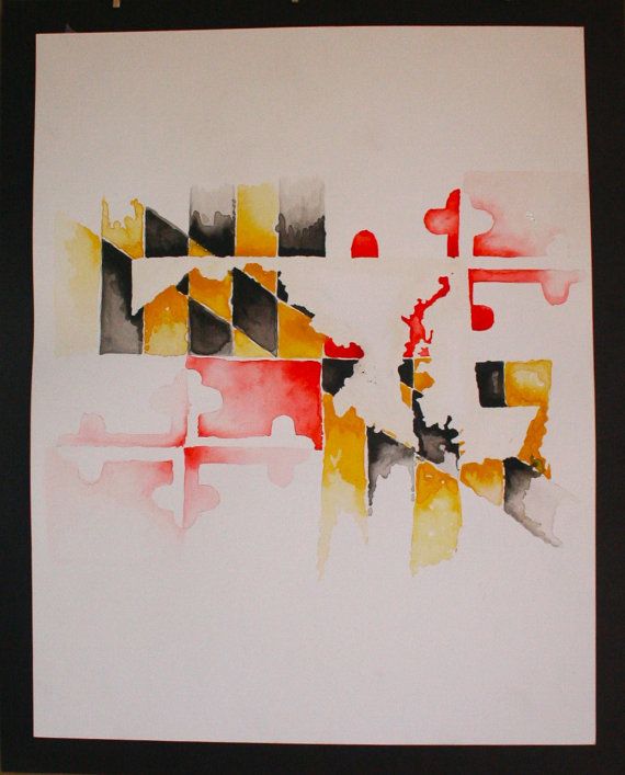 570x707 State Of Maryland Watercolor By Onebrokecollegekid On Etsy - Maryland Watercolor