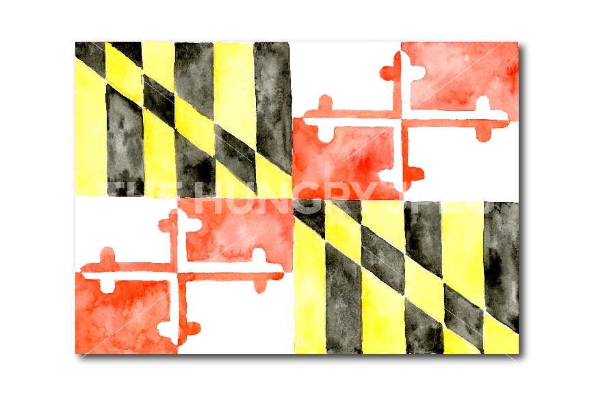868x577 Watercolor Maryland Flag By Cornercroft - Maryland Watercolor