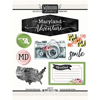425x425 Maryland Watercolor Scrapbook Stickers (60772) - Maryland Watercolor