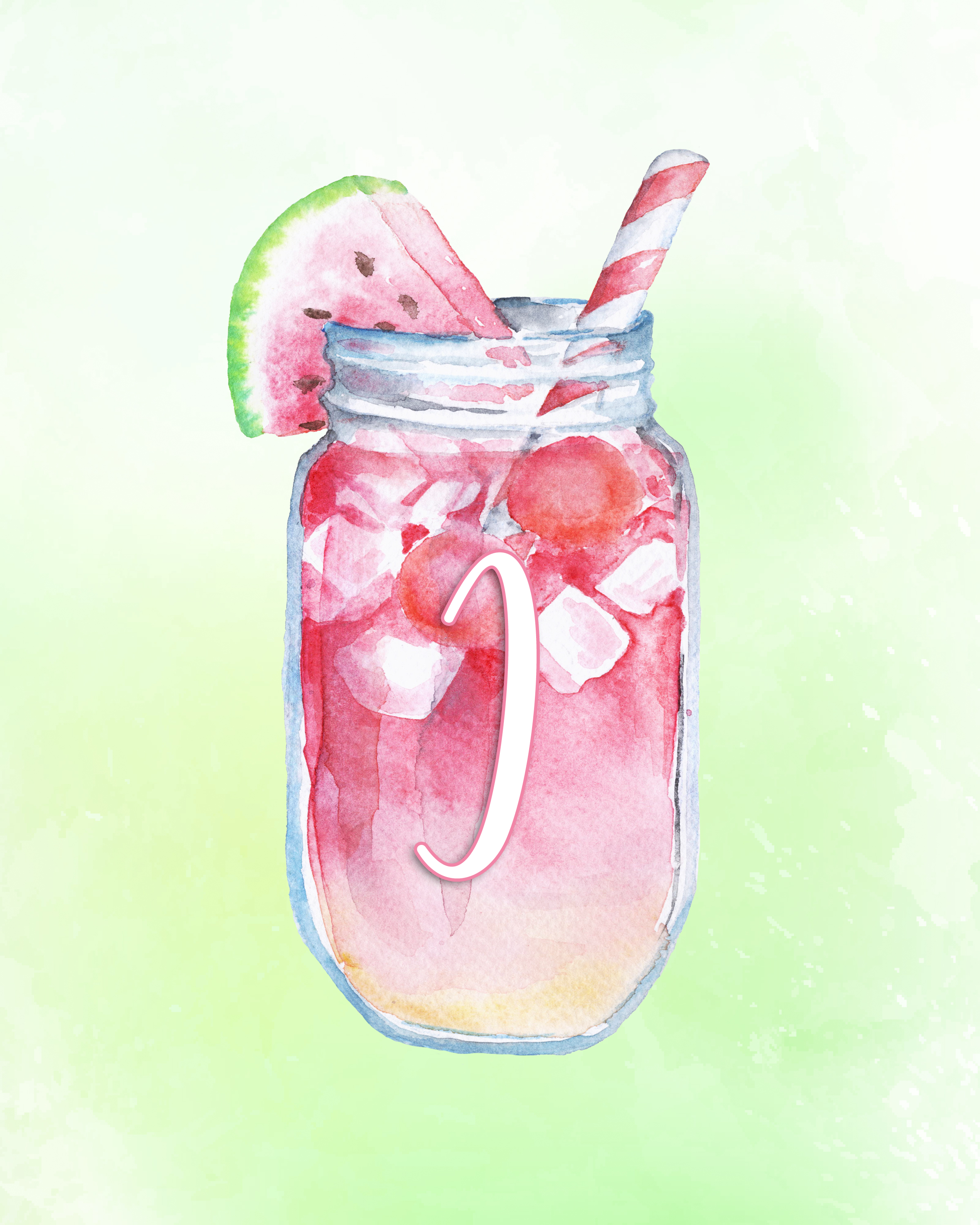 2400x3000 Free Printable Summertime Watercolor Mason Jar Monograms - Mason Jar Watercolor