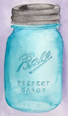 236x402 94 Best Mason Jars Images Watercolor Painting, Ball - Mason Jar Watercolor