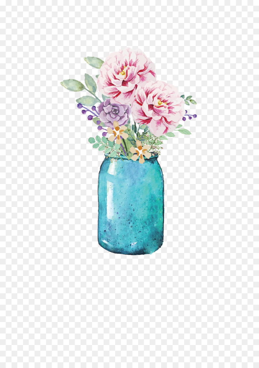 900x1280 Flower Mason Jar Watercolor Painting Paper - Mason Jar Watercolor