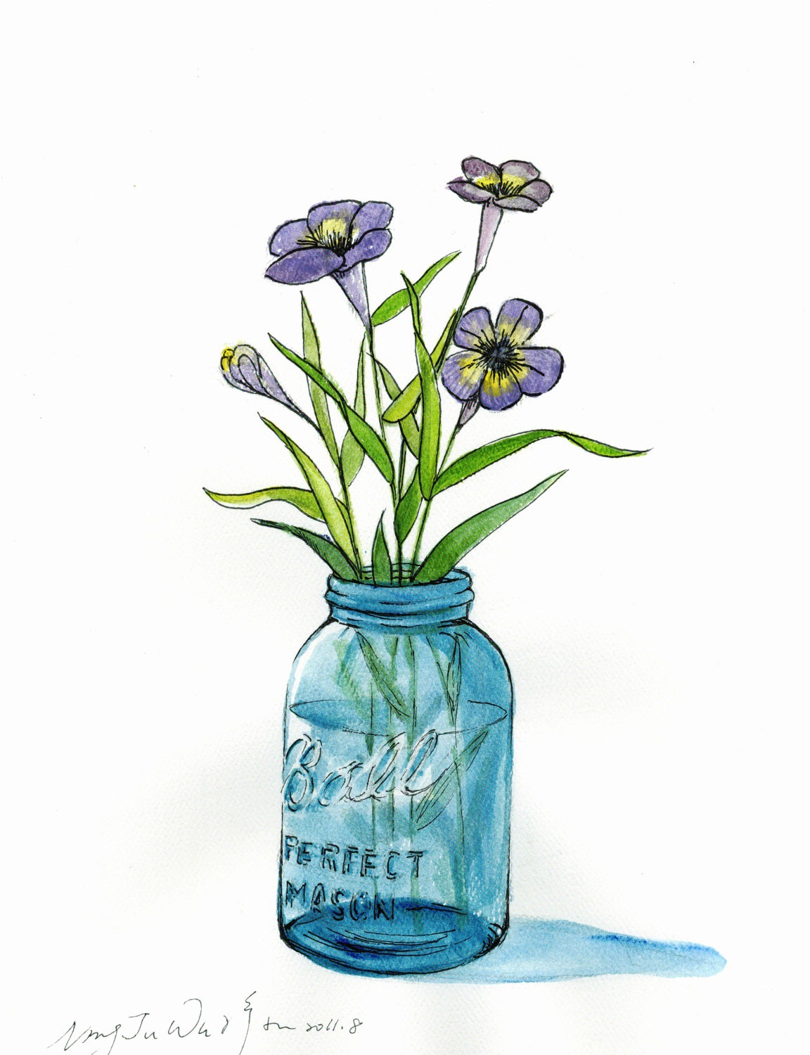 Mason Jar Watercolor at PaintingValley.com | Explore collection of ...