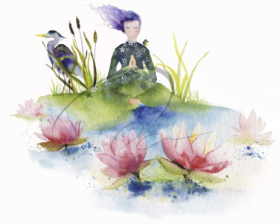 570x456 Lotus - Meditation Watercolor