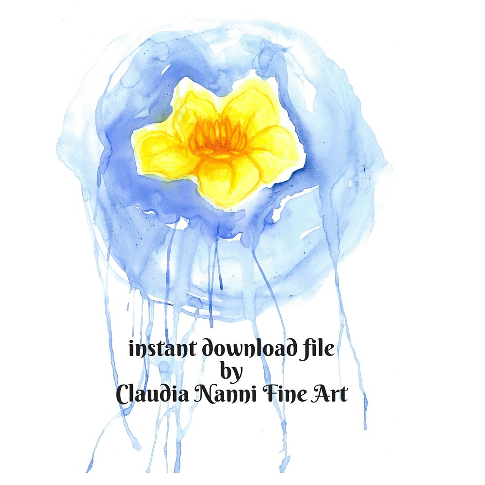 1000x1000 Lotus Flower Watercolor Digital Instant Download - Meditation Watercolor