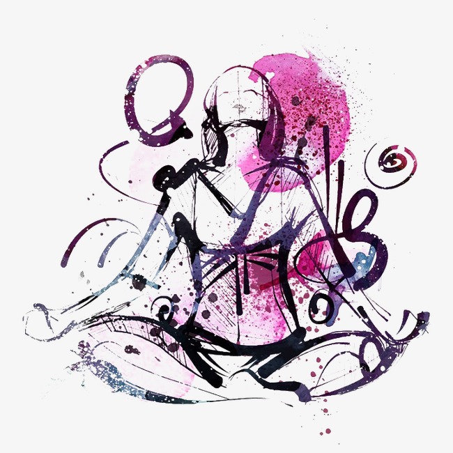 650x650 Meditation Watercolor Stick Figure Illustration Design, Watercolor - Meditation Watercolor