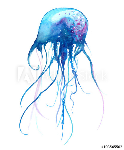 415x500 Jellyfish Watercolor Illustration. Painted Medusa Isolated On - Medusa Watercolor