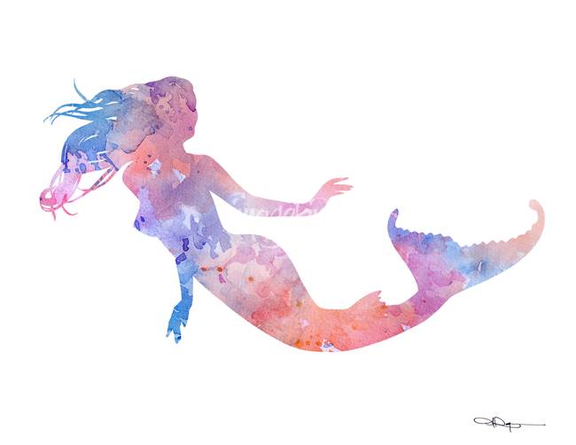 650x502 Stunning Mermaid Watercolor Painting Reproductions For Sale On - Mermaid Paintings Watercolor