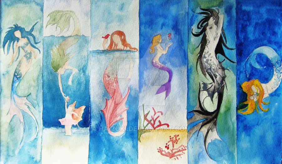 900x526 These Are The New Bookmarks I Made This Week. Outlined With A - Mermaid Paintings Watercolor