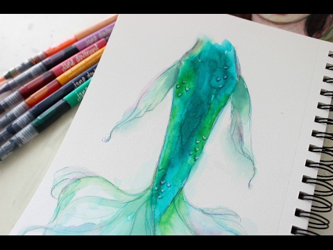 480x360 Watercolor Mermaid Tail Tutorial With Mermaid Markers - Mermaid Tail Watercolor