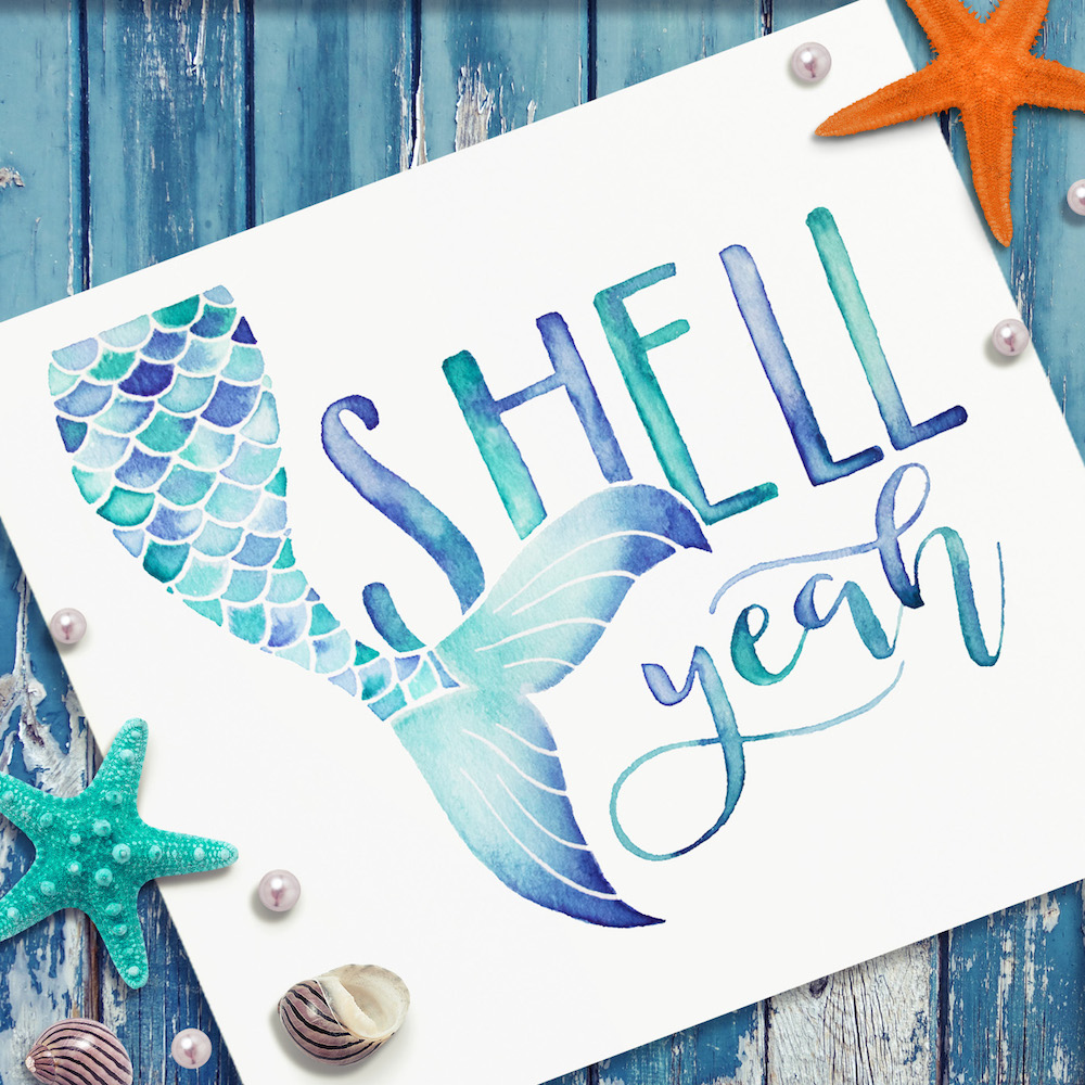 1000x1000 How To Paint A Watercolor Mermaid Tail + Printable - Mermaid Tail Watercolor