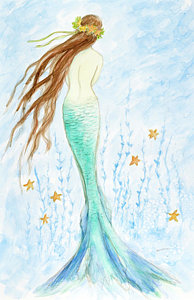 194x300 Mermaid Watercolor Art Fine Art America - Mermaid Watercolor