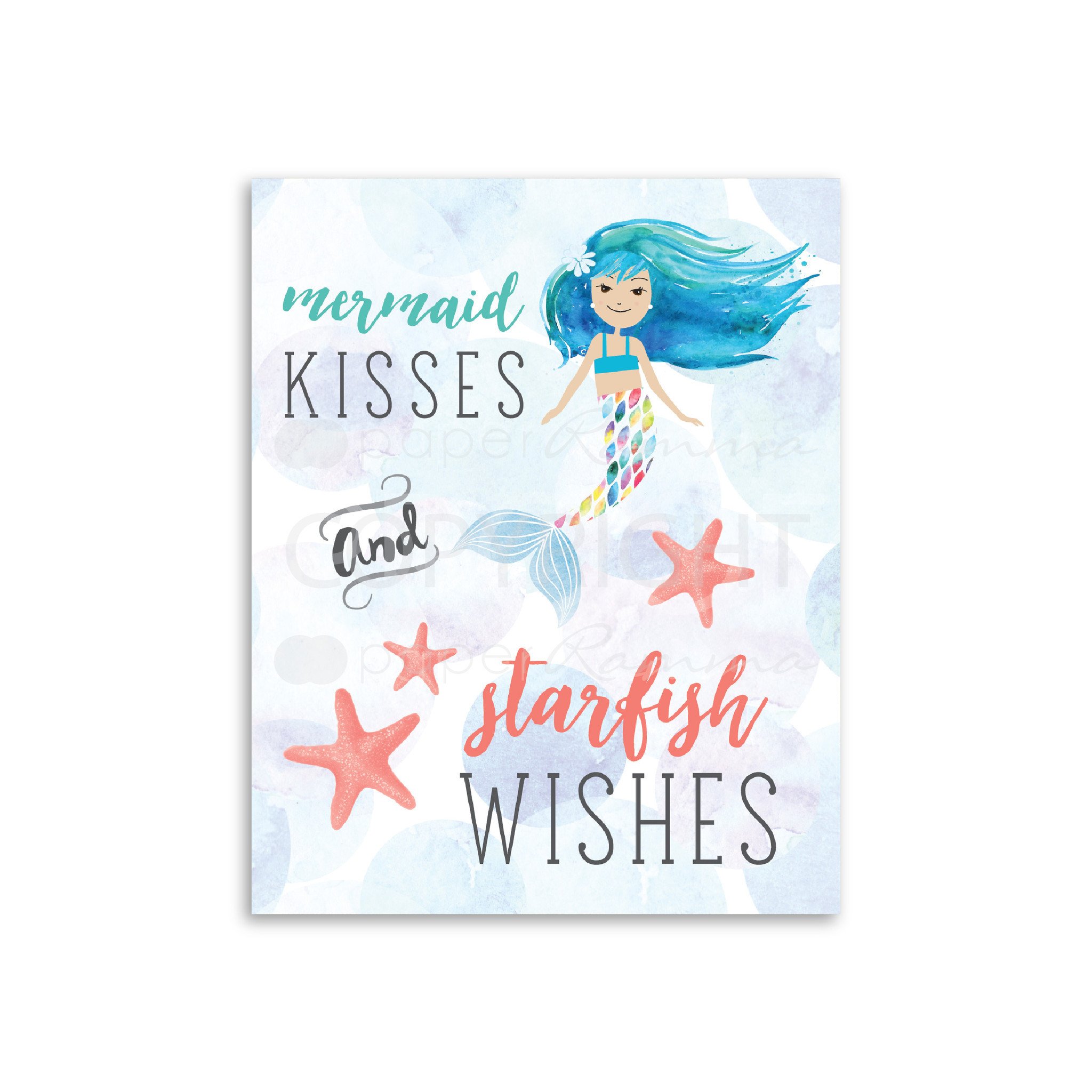 2048x2048 Mermaid Watercolor Nursery Amp Kids Art Print - Mermaid Watercolor