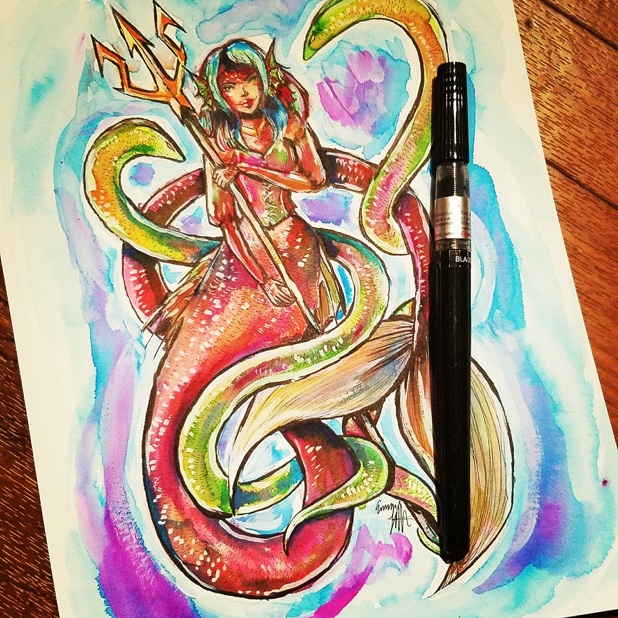 2048x2048 Mermaid Watercolor Painting Discombobble Art Online Store - Mermaid Watercolor