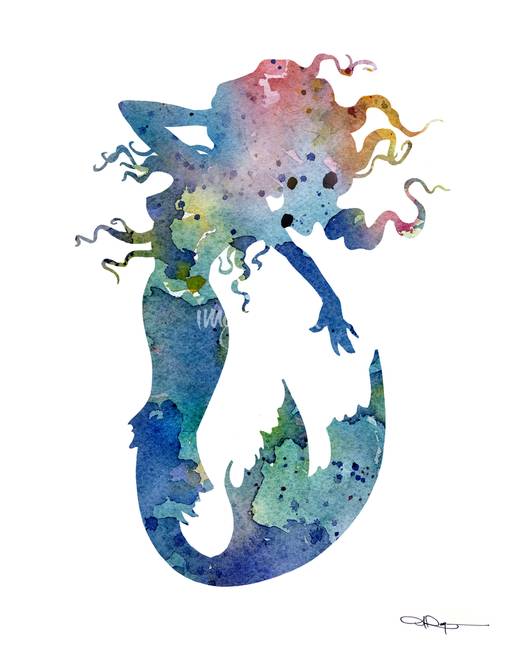 520x650 Stunning Mermaid Watercolor Painting Reproductions For Sale On - Mermaid Watercolor