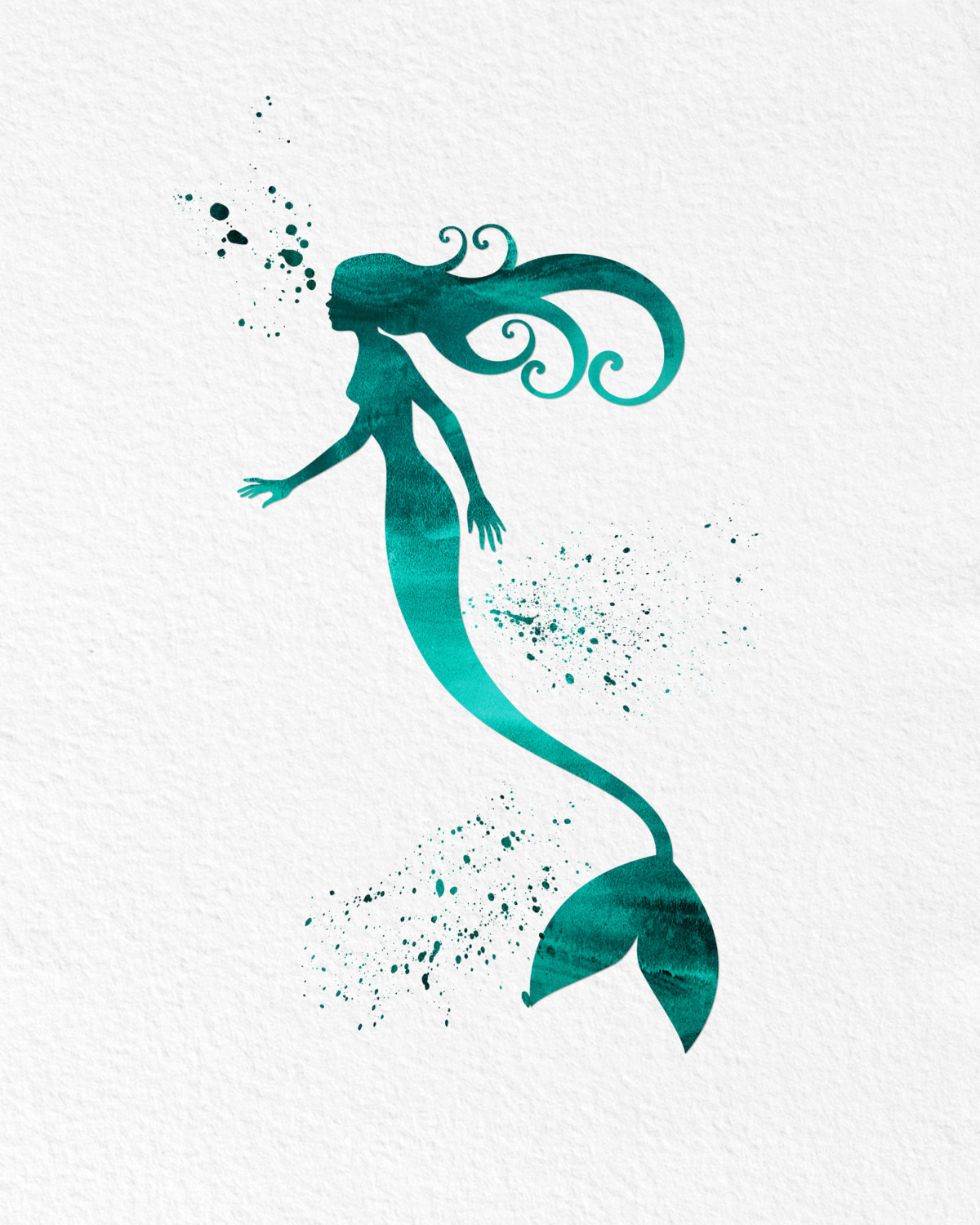 1200x1500 Watercolor Art Mermaid Modern 8x10 Wall Art Decor Mermaid Number 2 - Mermaid Watercolor