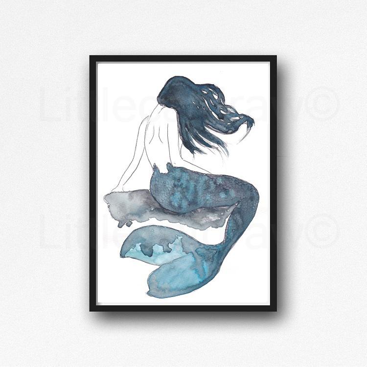 750x750 Buy Mermaid Watercolor Painting Print Watercolour Wall Decor - Mermaid Watercolor