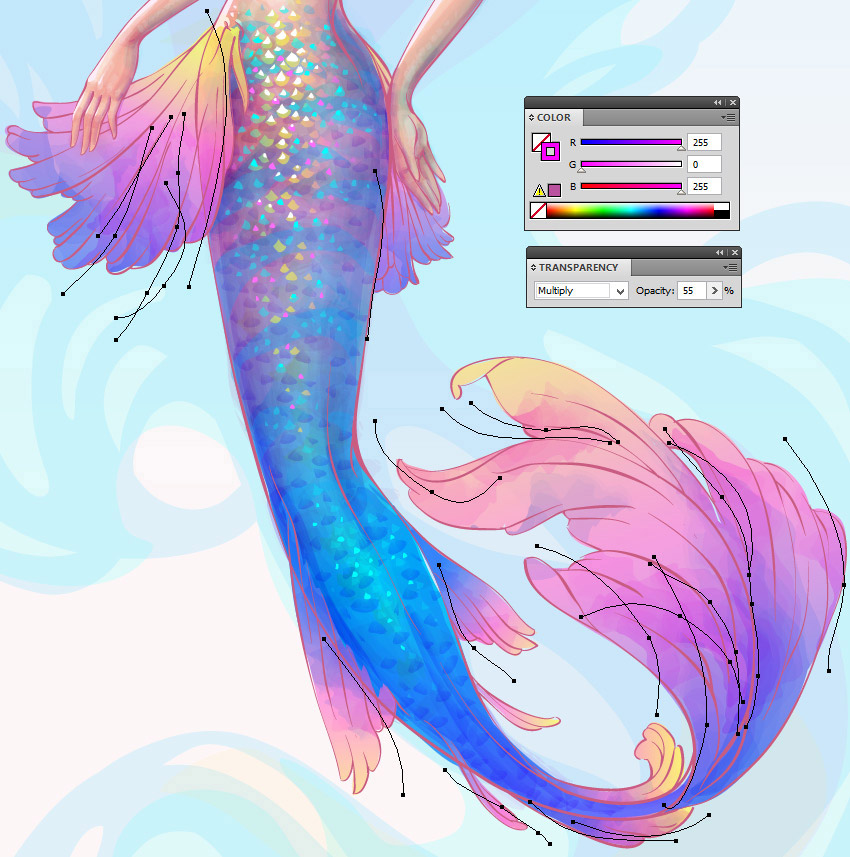 850x857 How To Create A Watercolor Mermaid Illustration In Adobe Illustrator - Mermaid Watercolor