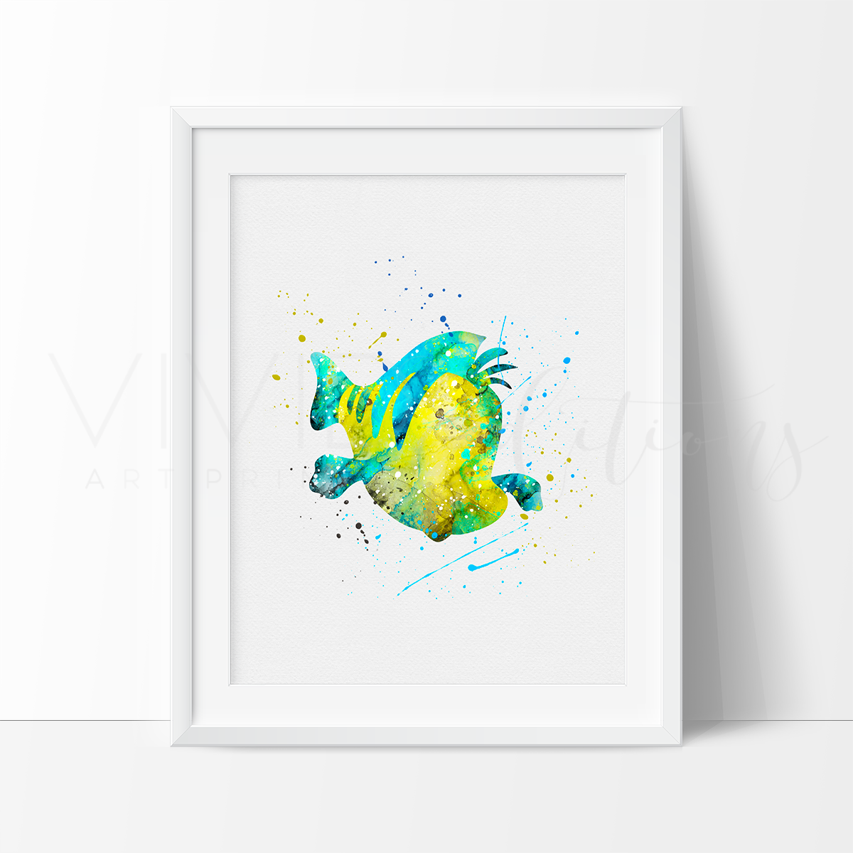 1200x1200 Little Mermaid Flounder The Fish Nautical Nursery Art Print Wall - Mermaid Watercolor Art