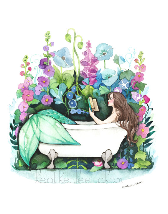 570x725 Mermaid Art - Mermaid Watercolor Art