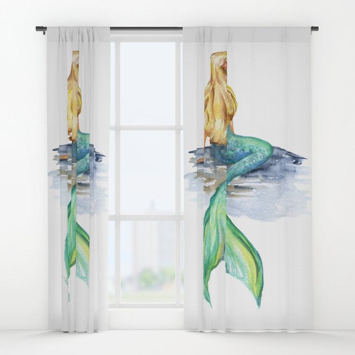 700x700 Mermaid Watercolor Window Curtains By Susanwindsor Society6 - Mermaid Watercolor Art