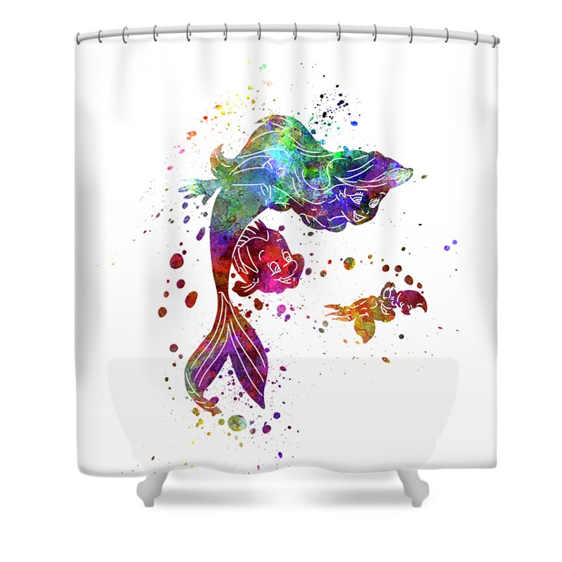 800x800 The Little Mermaid Watercolor Art Shower Curtain For Sale By Pablo - Mermaid Watercolor Art