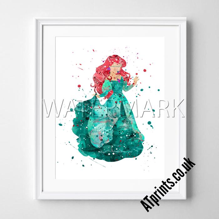 700x700 The Little Mermaid Watercolour Art Print Atprints - Mermaid Watercolor Art