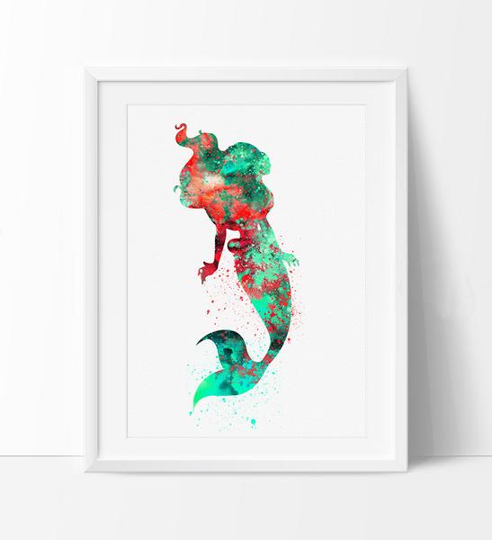 547x600 Ariel Watercolor Print, Disney Art, Mermaid Print Watercolor Art - Mermaid Watercolor Art