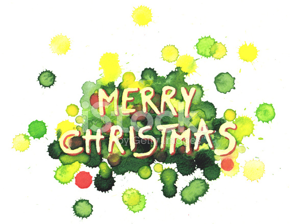 568x439 Merry Christmas Watercolor Painting Stock Vector - Merry Christmas Watercolor