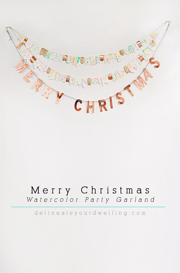 600x909 Merry Christmas Watercolor Party Garland - Merry Christmas Watercolor