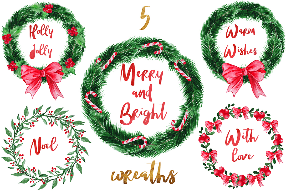 1200x800 Merry Christmas Watercolor Set In Illustrations On Yellow Images - Merry Christmas Watercolor