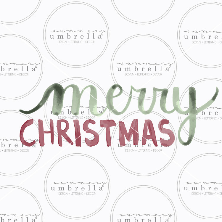 750x750 Merry Christmas Watercolor Vector The Summery Umbrella - Merry Christmas Watercolor