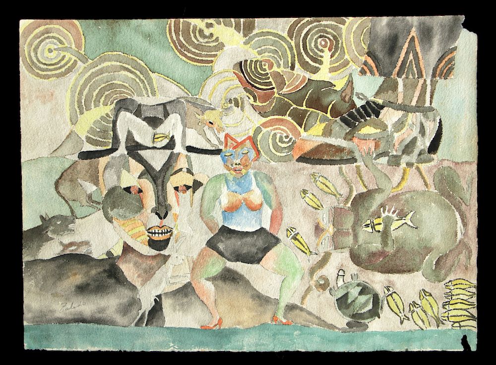 1000x736 20th C. Mexican Watercolor Painting, Francisco Toledo By Artemis - Mexican Watercolor