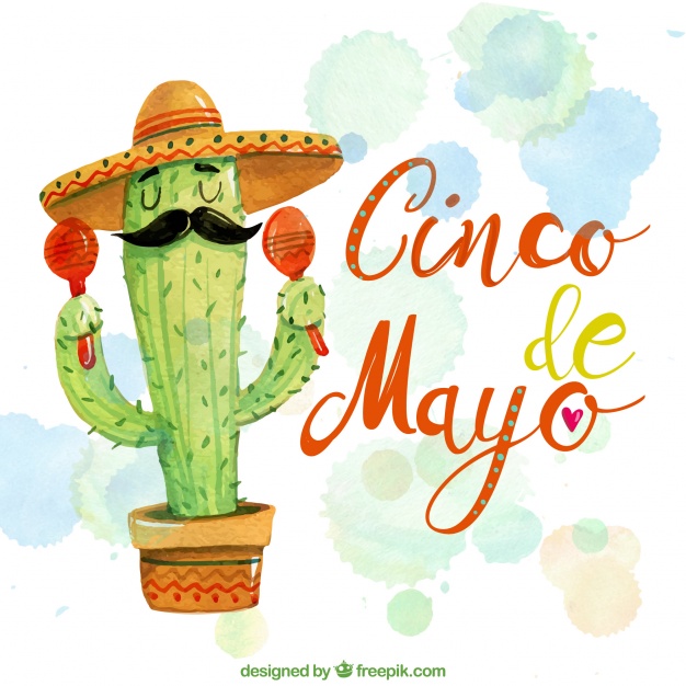 626x626 Nice Watercolor Background With Mexican Cactus Vector Free Download - Mexican Watercolor
