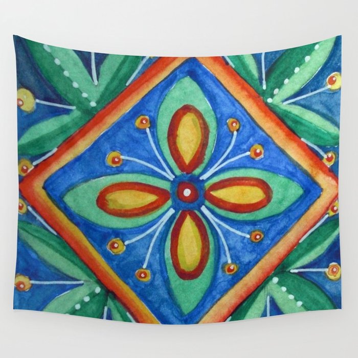 700x700 Watercolor Mexican Abstract Floral Art - Mexican Watercolor