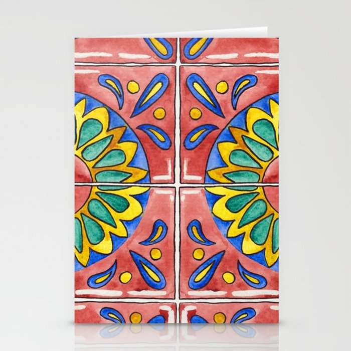 700x700 Watercolor Mexican Tile Stationery Cards By Thepostmansknock - Mexican Watercolor