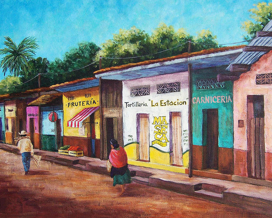 900x720 Mexican Village Paintings Fine Art America - Mexican Watercolor Painting