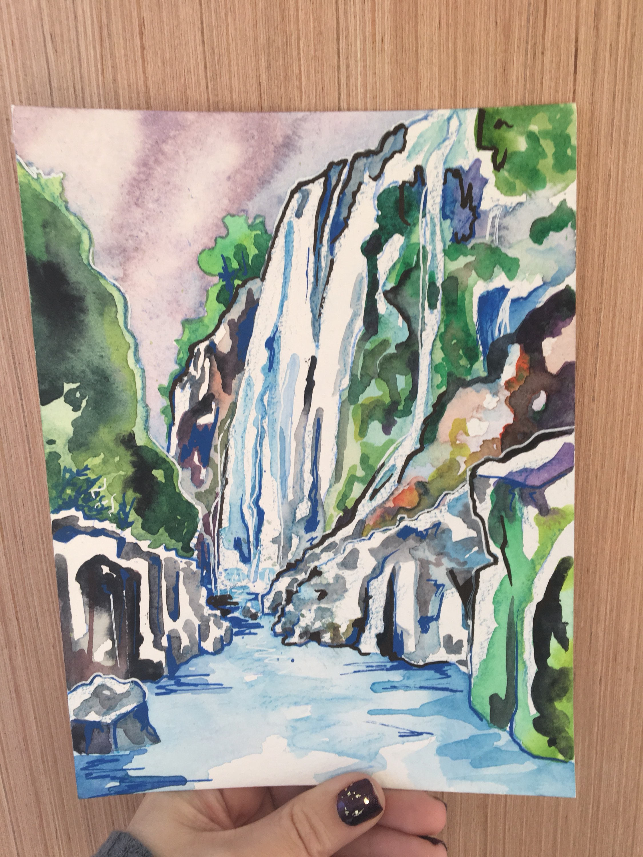 2250x3000 Tamul Falls In Mexico - Mexican Watercolor Painting