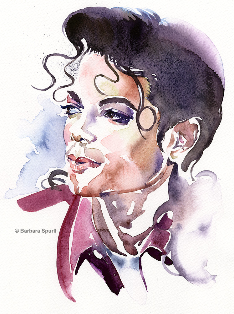 748x1000 Barbara Spurll, Artist 2016 - Michael Jackson Watercolor
