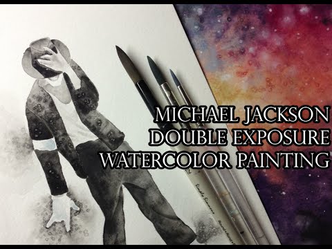 480x360 Michael Jackson Double Exposure Watercolor Painting Timelapse - Michael Jackson Watercolor