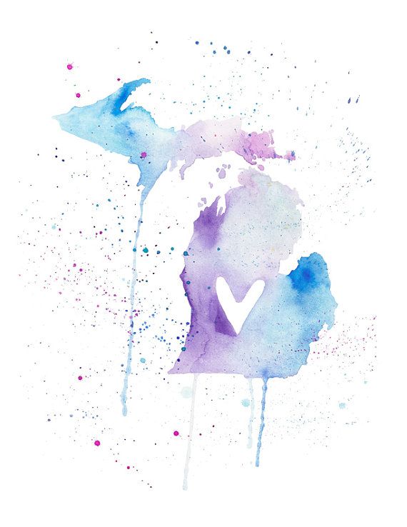 570x738 5x7 Or 8.5x11 - Michigan Watercolor